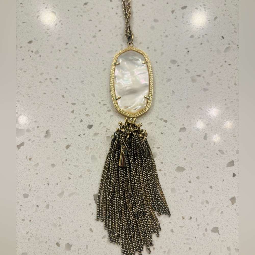 Kendra Scott Rayne Gold Long Necklace Ivory Mother-of-Pearl